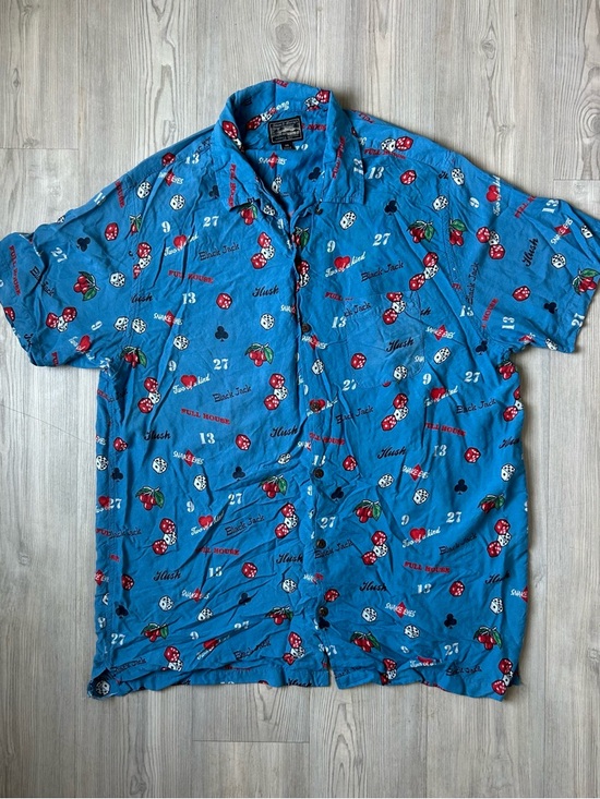 Steve & Barry's Other - Steve & Barry's Blue Casino Dice & Cherries Button-Up Shirt